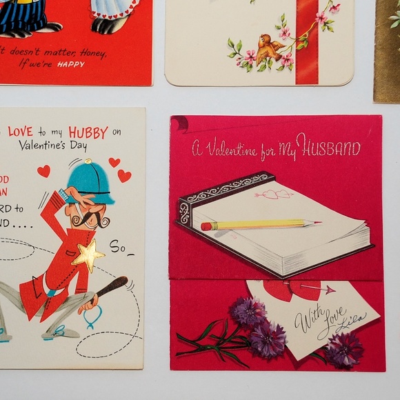 VTG Valentine's Day Folded Card Lot of 7, HUSBAND - Picture 6 of 8
